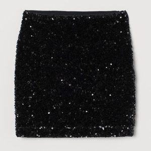 h&m black sequin skirt